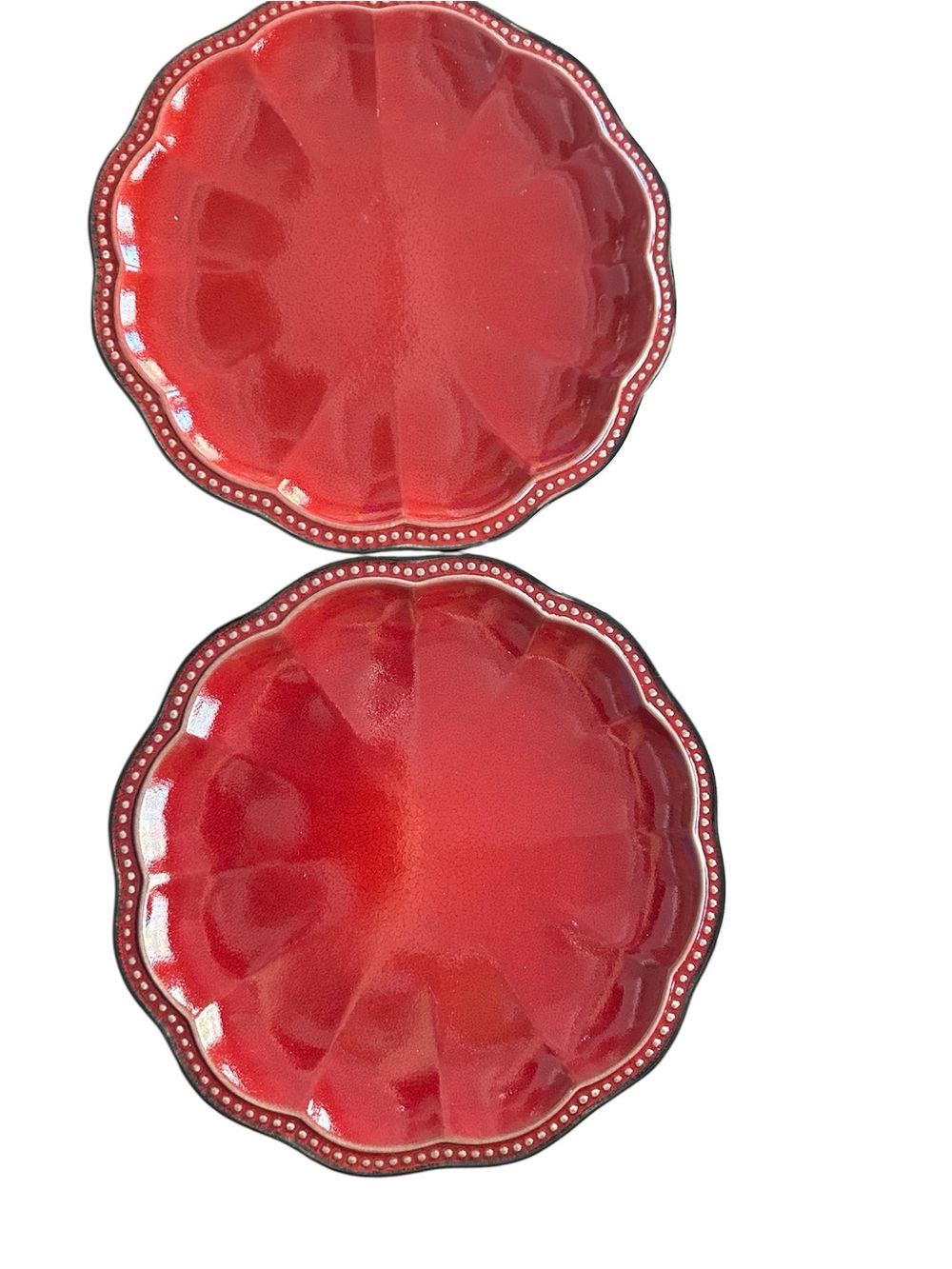 2X Roscher Dinnerware Plates Hobnail Red Collection Dinner Plates